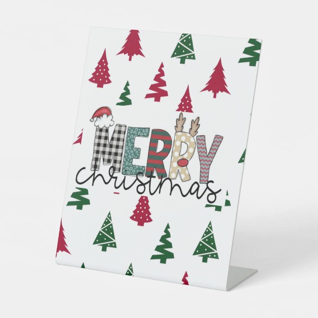 MERRY Christmas” Festive Pedestal Sign (Front)