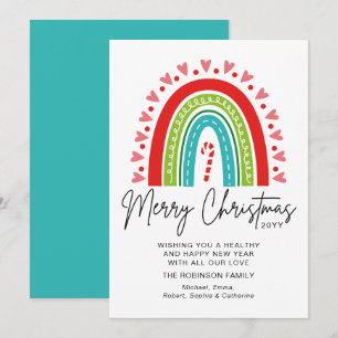 Merry Christmas Festive Rainbow Candy Cane Heart