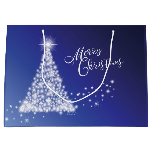 Merry Christmas Festive Stars Xmas Tree Large Gift Bag (Front)