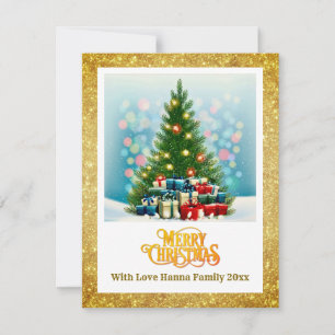 Merry Christmas   Festive Tree & Gifts Holiday Card