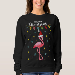 Merry Christmas Festive Tropical Pink Flamingo Sweatshirt
