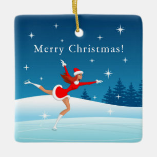 Merry Christmas Figure Skating Girl Ornament