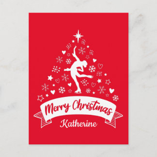 Merry Christmas Figure Skating Postcard