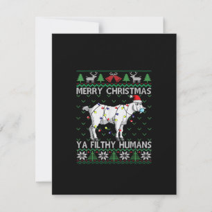 Merry Christmas Filthy Humans Goat Ugly Christmas Invitation