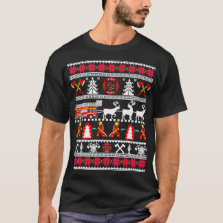 Merry Christmas Firefighter Fire Truck Fireman Ugl T-Shirt