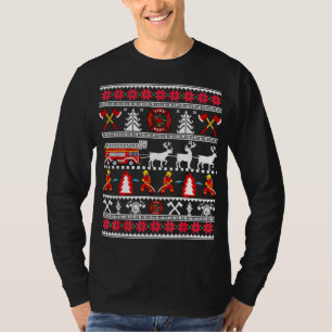 Merry Christmas Firefighter Fire Truck Fireman Ugl T-Shirt
