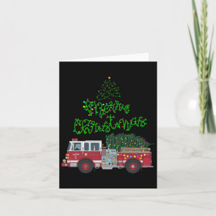 Merry Christmas Firetruck Xmas Tree Lights Boys To Card