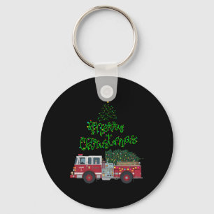Merry Christmas Firetruck Xmas Tree Lights Boys To Keychain