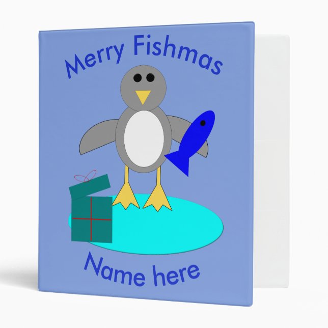 Merry Christmas Fishing Penguin Custom Binder (Front/Inside)
