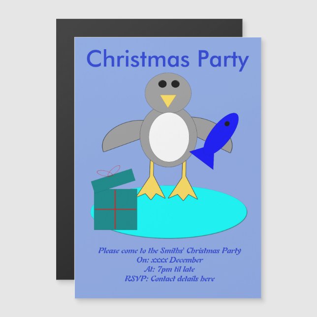 Merry Christmas Fishing penguin Custom Invites (Front/Back)