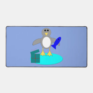 Merry Christmas Fishing Penguin Desk Mat