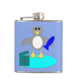 Merry Christmas Fishing Penguin Flask