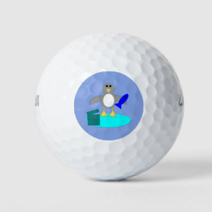 Merry Christmas Fishing Penguin Golf Ball