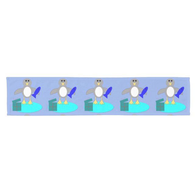 Merry Christmas Fishing Penguin Table Runner (Horizontal)