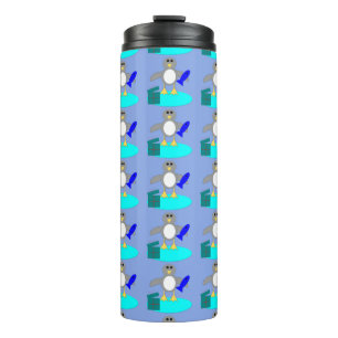 Merry Christmas Fishing Penguin Thermal Tumbler