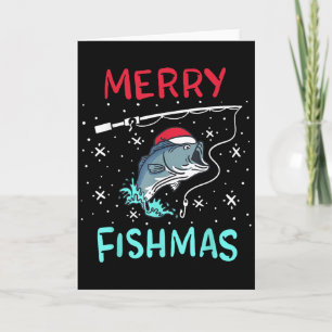 Merry Christmas Fishmas Funny Fishing Fish Gift Pr Card