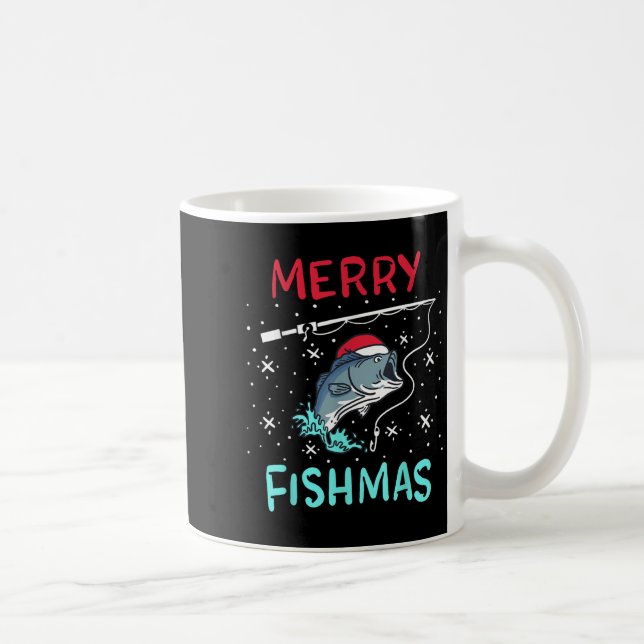 Merry Christmas Fishmas Funny Fishing Fish Gift Pr Coffee Mug (Right)