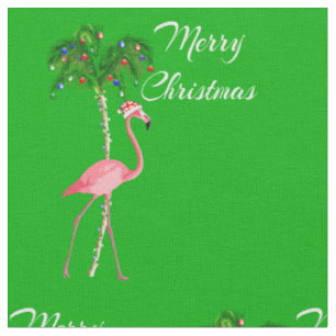 Merry Christmas Flamingo Fabric