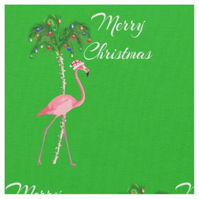 Merry Christmas Flamingo Fabric (Close Up)