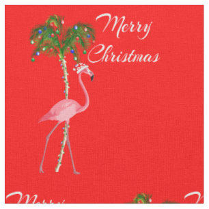 Merry Christmas Flamingo Fabric