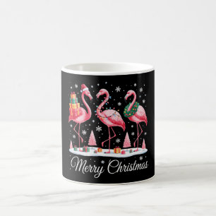 Merry Christmas Flamingo Light Santa Hat Xmas Coffee Mug
