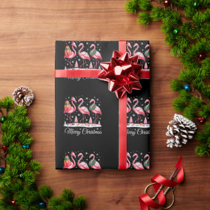 Merry Christmas Flamingo Light Santa Hat Xmas Wrapping Paper