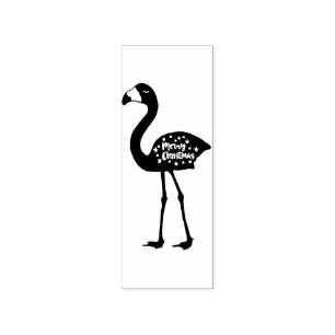 "Merry Christmas" Flamingo Rubber Stamp, Facing Lf Stamp