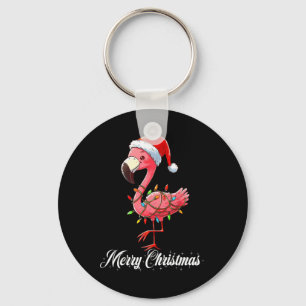 Merry Christmas Flamingo Santa Fa La La La Mingo C Keychain