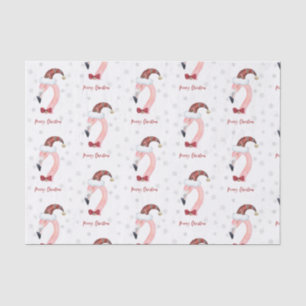 Merry Christmas Flamingo Santa Modern Christmas Tissue Paper