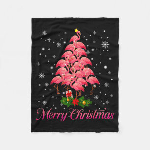 Merry Christmas Flamingo Snowflake Tree Xmas Men W Fleece Blanket