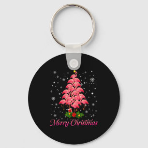 Merry Christmas Flamingo Snowflake Tree Xmas Men W Keychain