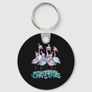 Merry Christmas Flamingo Squad Trocal Style Keychain