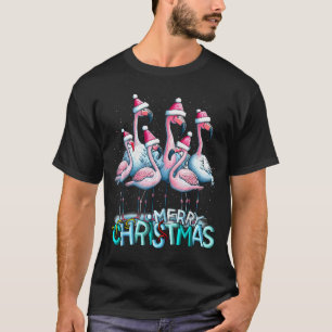Merry Christmas Flamingo Squad Trocal Style  T-Shirt