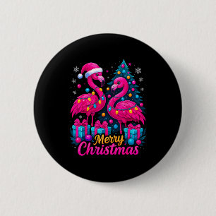 Merry Christmas Flamingo Xmas 2 Inch Round Button
