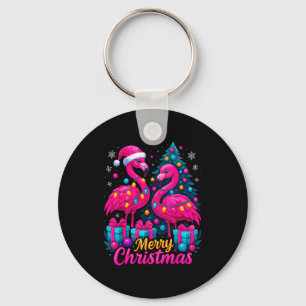 Merry Christmas Flamingo Xmas  Keychain