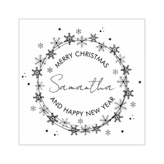 Merry Christmas Flocons Snow Buds Rubber Stamp
