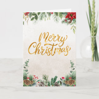 Merry Christmas Floral Illustration Holiday Card