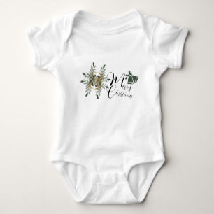 Merry Christmas Floral Jingle Bell T-Shirt Baby Bodysuit
