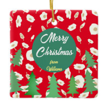 Merry Christmas Floral Pine Tree