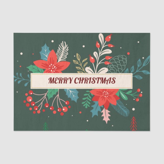 Merry Christmas Floral Tissue Paper (Front)