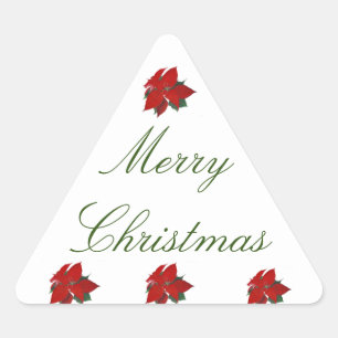 Merry Christmas Floral Triangle Sticker