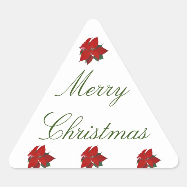 Merry Christmas Floral Triangle Sticker (Front)