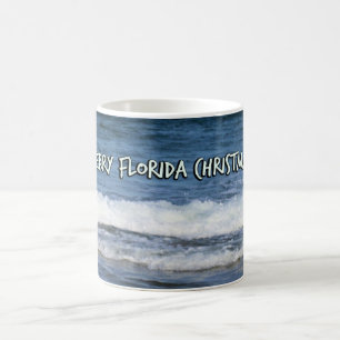 Merry Christmas Florida Style Over Deep Blue Ocean Coffee Mug