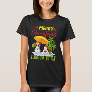 Merry Christmas Florida Style Snowman Summer Vacat T-Shirt
