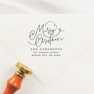Merry Christmas Flourish Return Address Self-inking Stamp