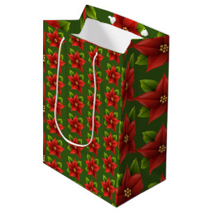 Merry Christmas Flower Medium Gift Bag