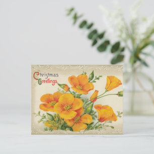 Merry christmas flower vintage art holiday postcard