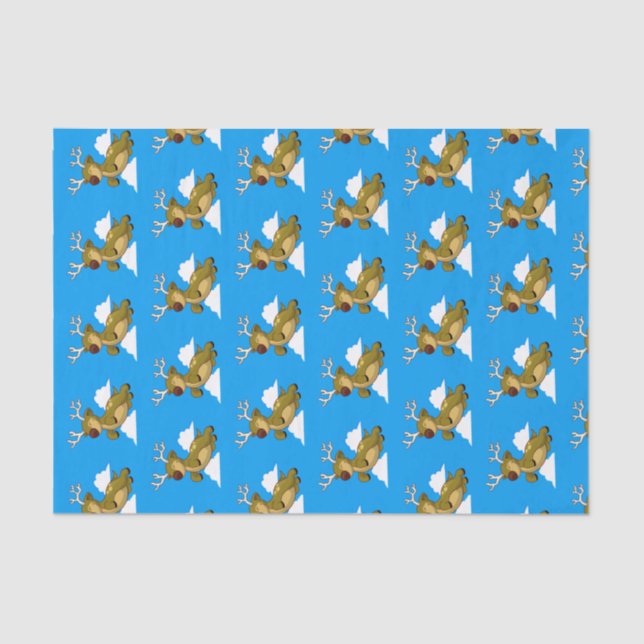 Merry Christmas Flying Reindeer Cute Tissue Paper (Front)