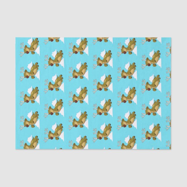 Merry Christmas Flying Reindeer Cute Tissue Paper (Front)