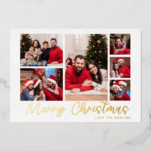 Merry Christmas Foil 6 Photo Christmas (Front)